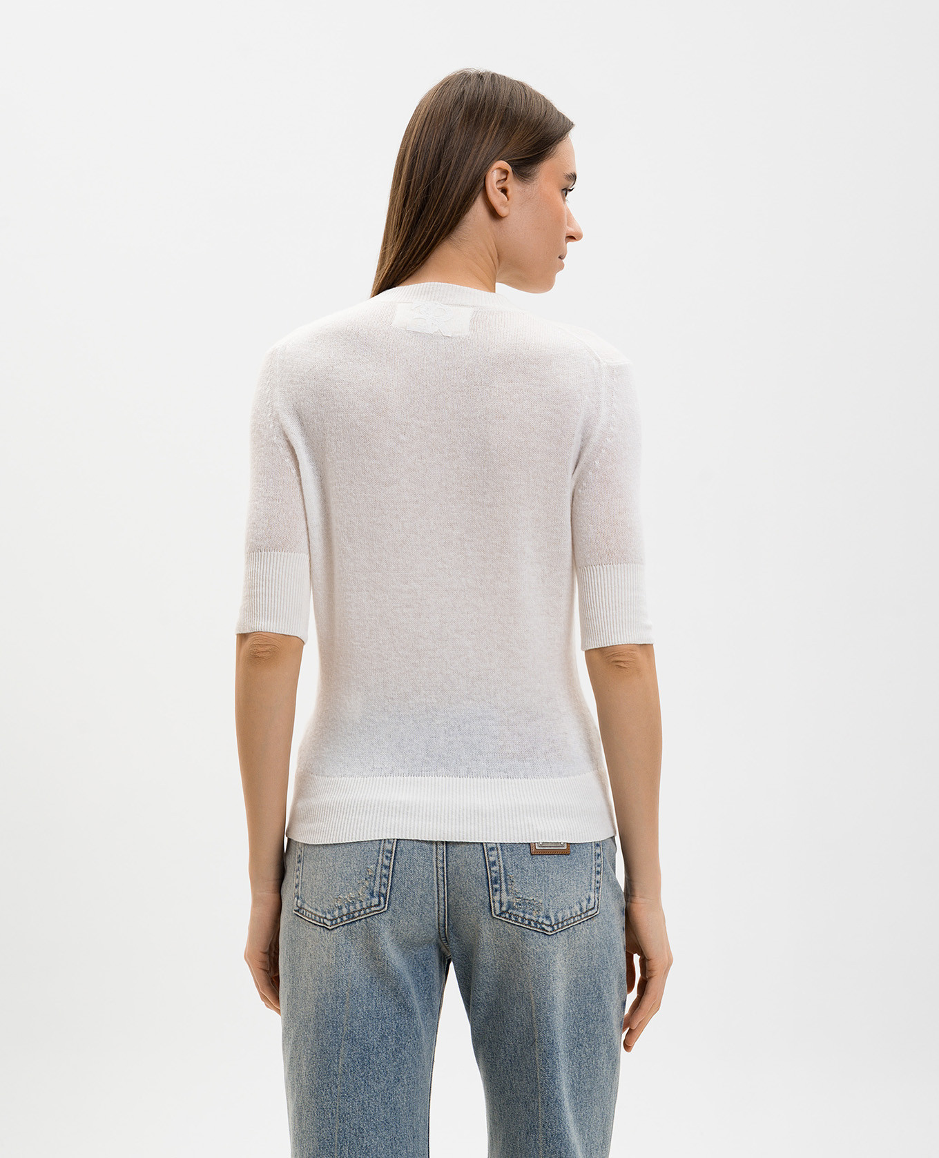 White cashmere top with floral print Ermanno Scervino 4