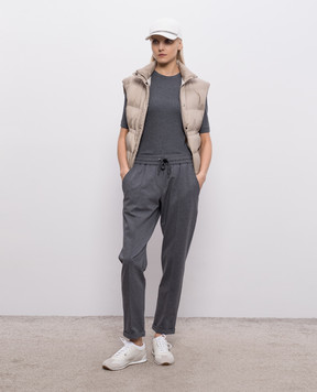 Brunello Cucinelli Gray top with monil chain MPTC8BJ310