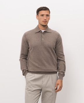 Brunello Cucinelli Brown cashmere polo shirt M2200295