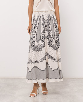 Twinset Ivory printed midi skirt 262TP267E
