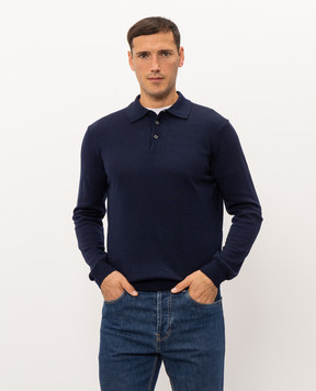 Pini Parma Blue merino wool polo shirt POLOMERBLU
