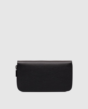 Stefano Ricci Black leather clutch wallet with metal emblem PP312UVD