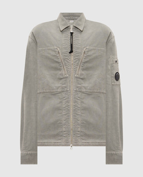 C.P. Company Grey corduroy shirt jacket with logo patch MOS149A006410O