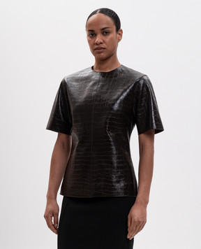 Toteme Brown leather top with crocodile embossed pattern 254WRT0693LE0189