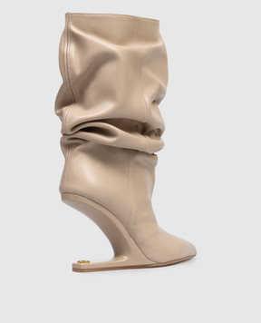 Balmain Beige leather boots GN0TA236LVIT