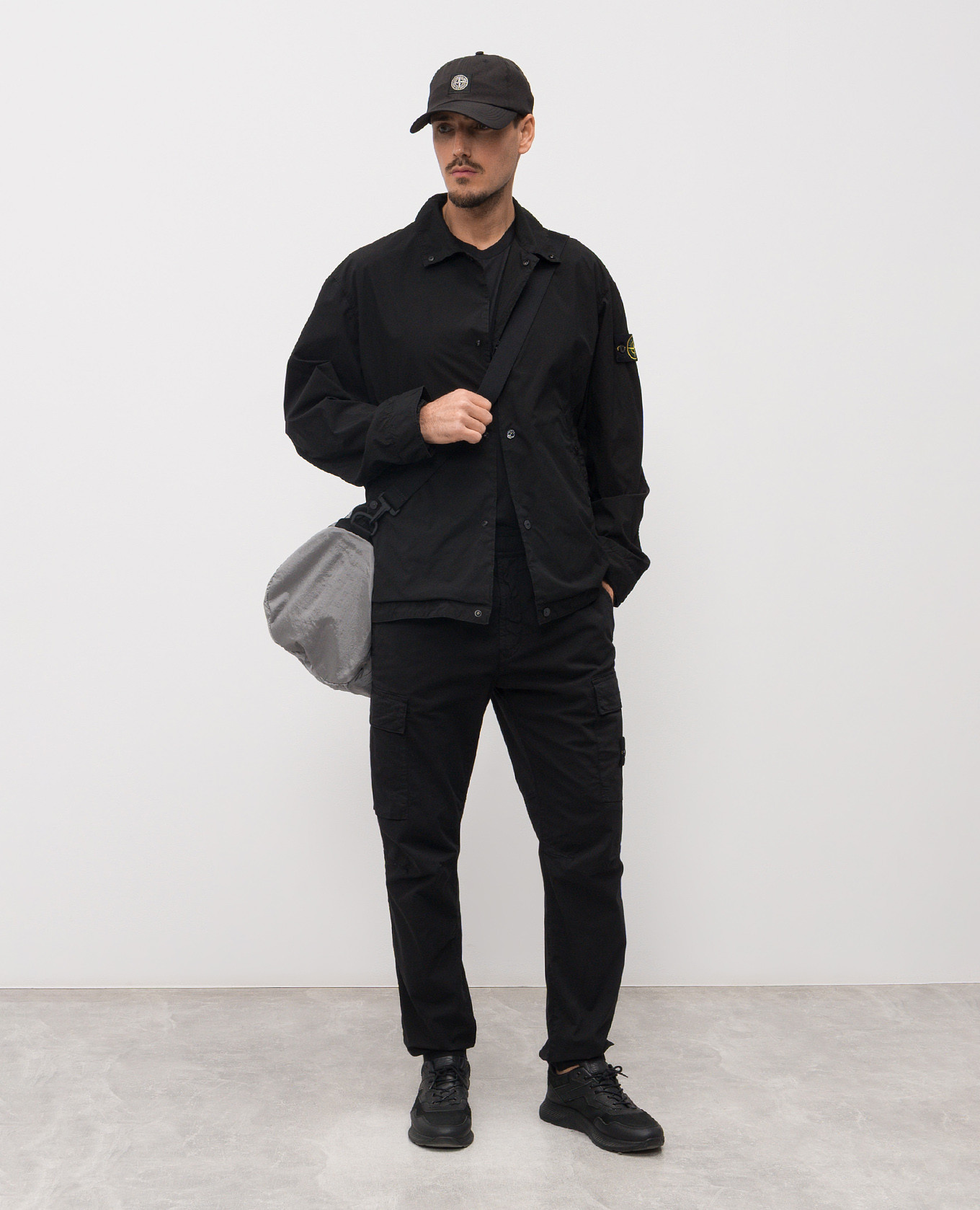 

Black jacket with logo Stone Island