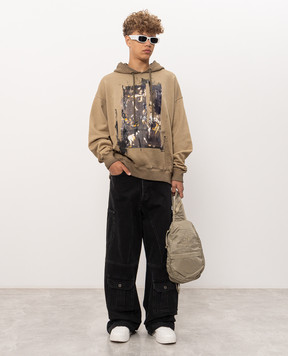 Off-White Inked Mercy khaki hoodies 44MBB085F26F00Q
