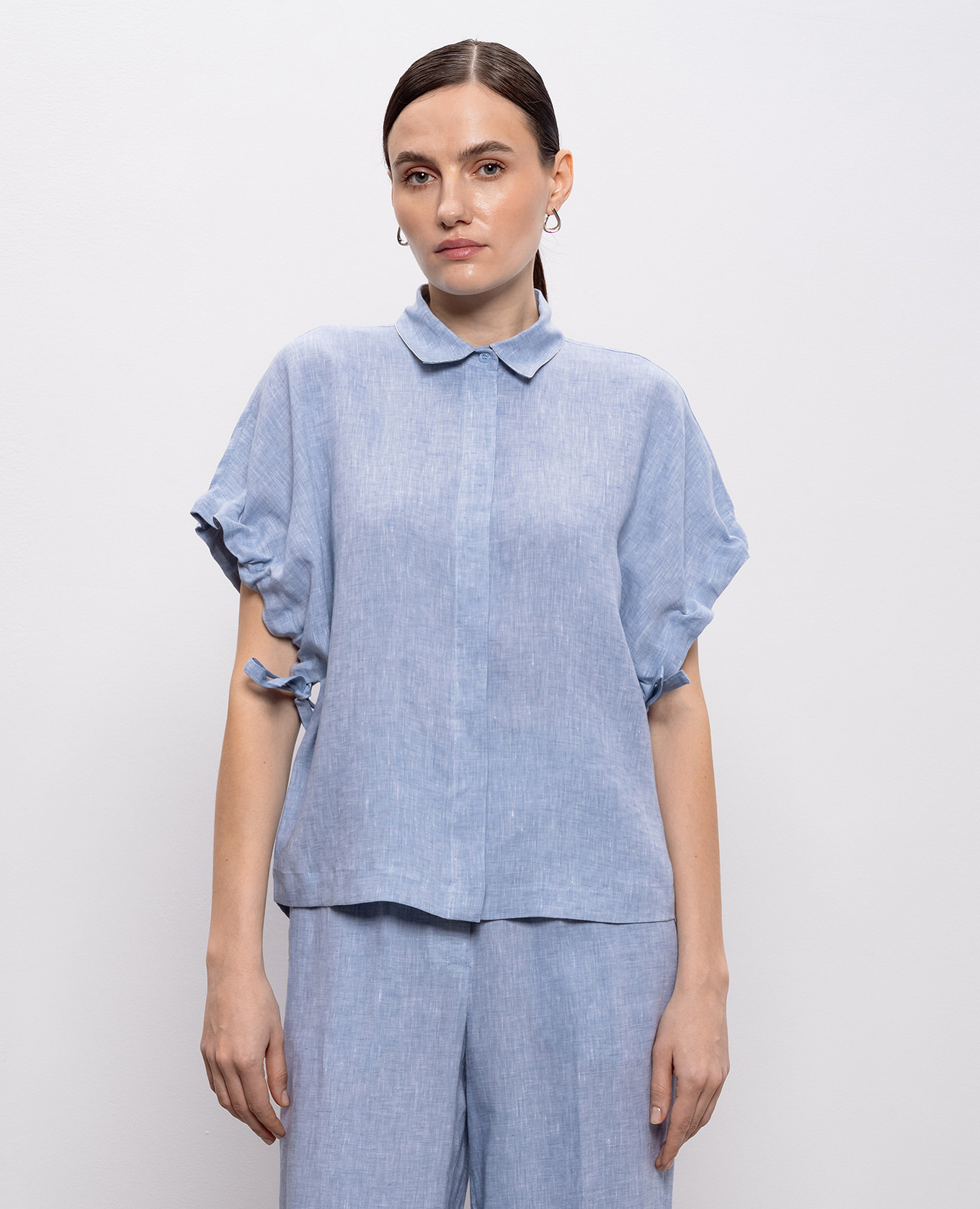 Blue linen shirt Peserico 3