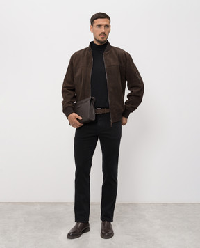 ISAIA Brown suede bomber jacket LW0221PLW67