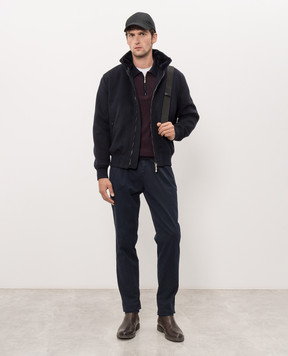 Castangia dal 1850 Blue cashmere jacket with fur HPMOD4I26
