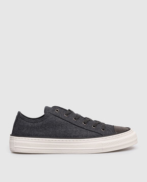 Brunello Cucinelli Gray wool sneakers with a monil chain MZ26G3094
