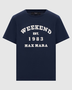 Max Mara Weekend TENUE blue T-shirt with textured logo WKDTENUE