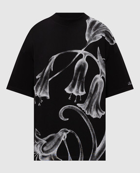 Balmain Black T-shirt with floral print HH1EG230GF62
