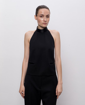 Alexander McQueen Black wool top with open back 865421QJAAC
