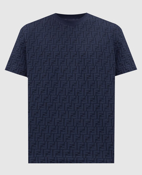 Fendi Blue T-shirt with woven pattern FY0936AUR1