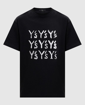 Y`S Yamamoto Black T-shirt with monogram logo print YVT27668
