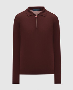 Kiton Burgundy wool polo shirt UMK0493