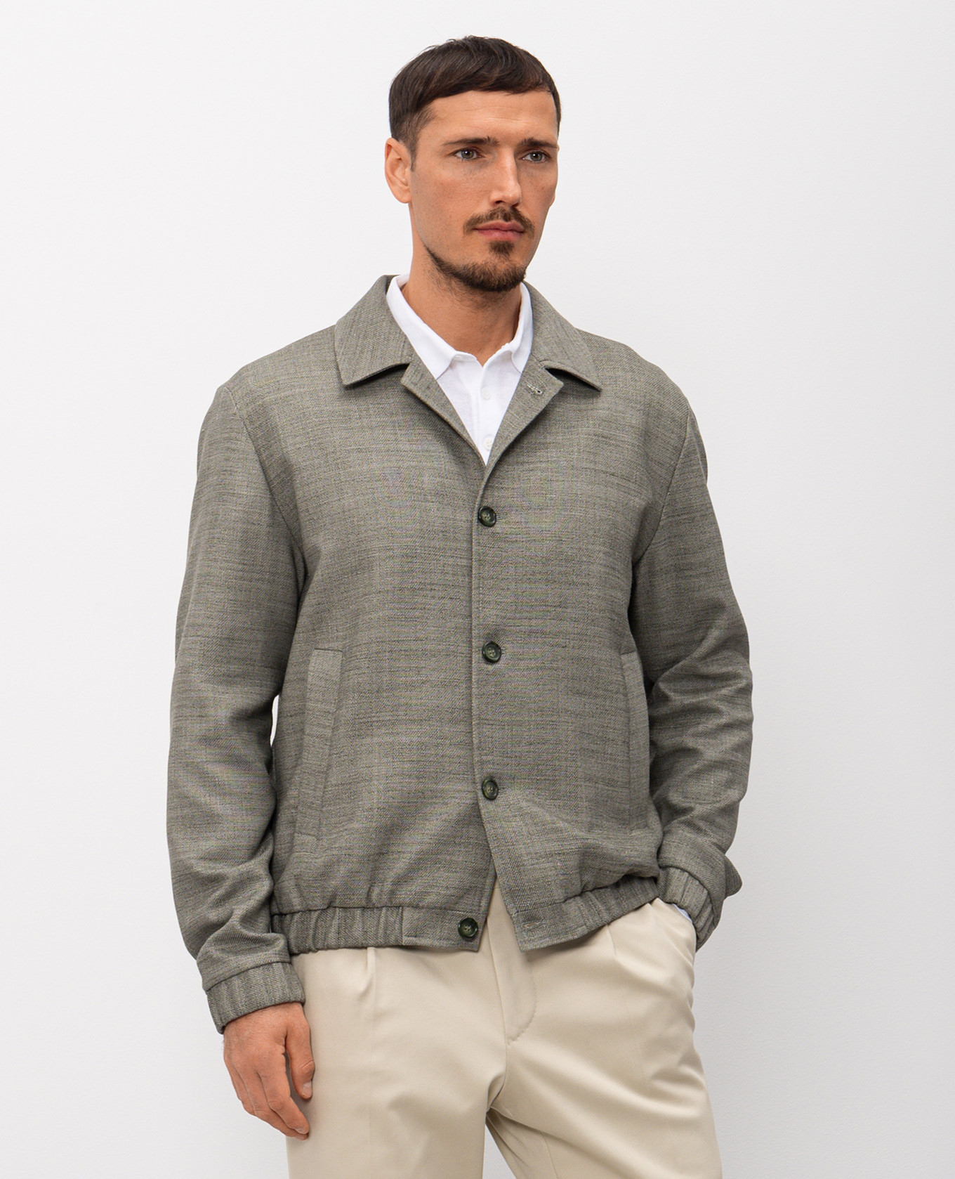 Green jacket with wool and linen Pini Parma 3