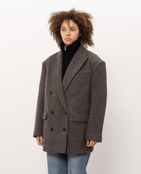 Juun.j Gray double-breasted coat with wool JW6X11W003
