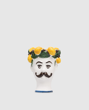Les Ottomans Lemons Man decorative candle in a ceramic candle holder HEADCANDLESLM