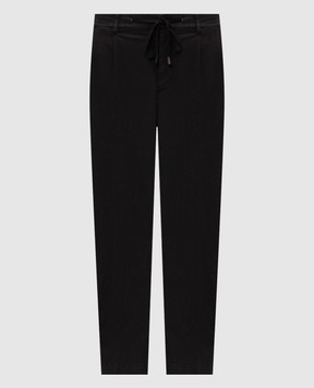 Peserico Dark brown pants with logo patch R54774T23D00800