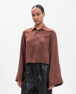 Maison Margiela MM6 Brown blouse with logo pattern S52DT0044M36007