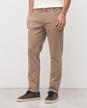 Brunello Cucinelli Brown jeans with logo patch M277PD3210