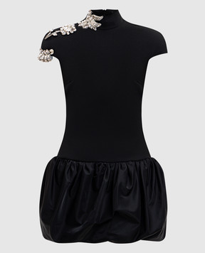David Koma Black wool mini dress with crystals AW25DK04DB