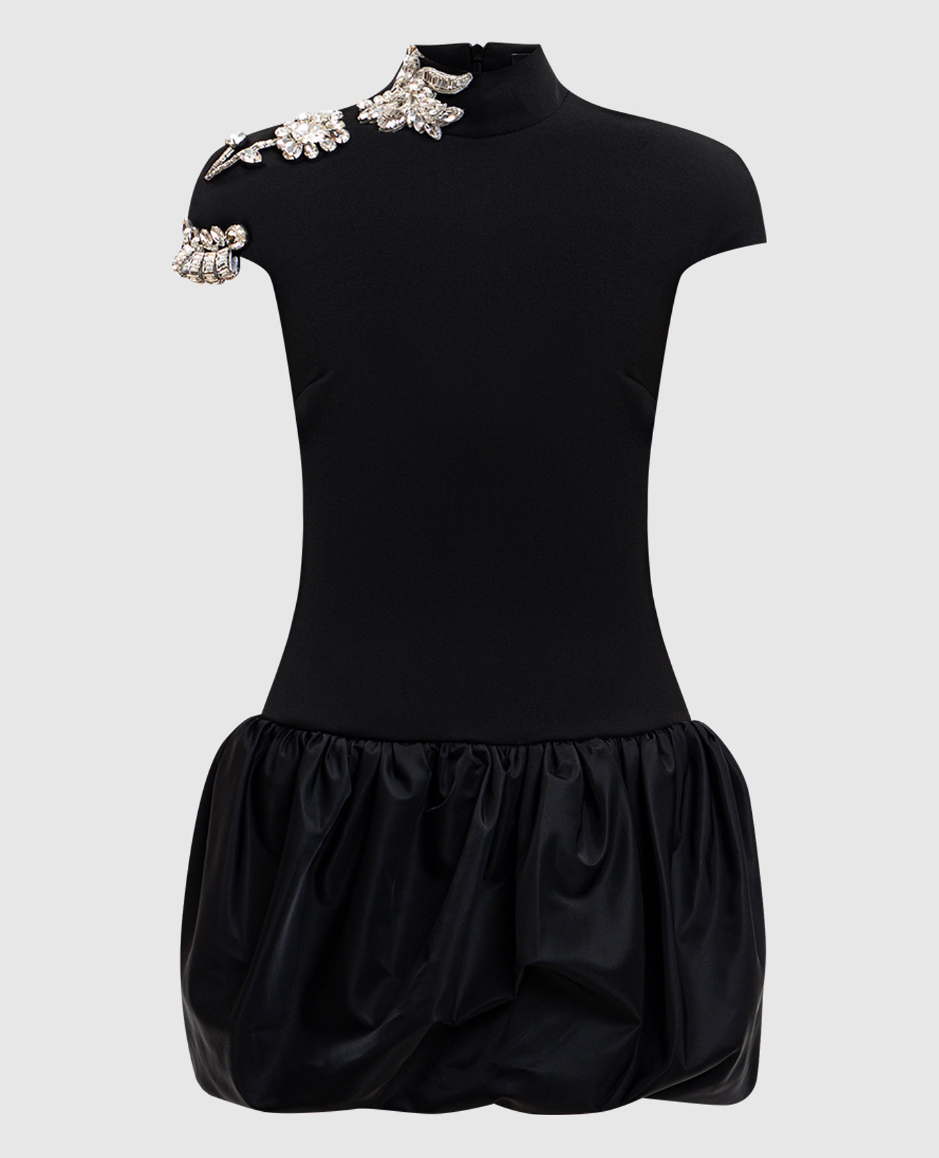 Black wool mini dress with crystals David Koma