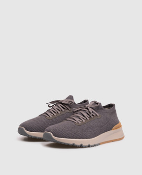 Brunello Cucinelli Grey insulated wool sneakers MZUWLBO253