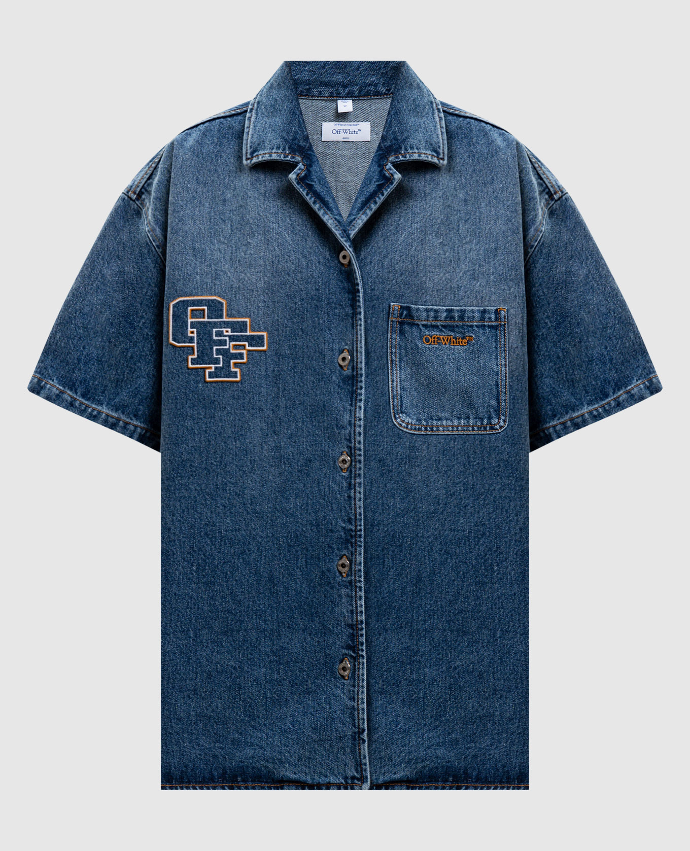 Blue denim shirt dress with logo embroidery Off-White