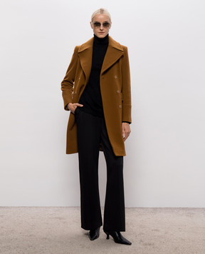 Dondup Brown double-breasted coat with wool DJ845WF0192DXXX