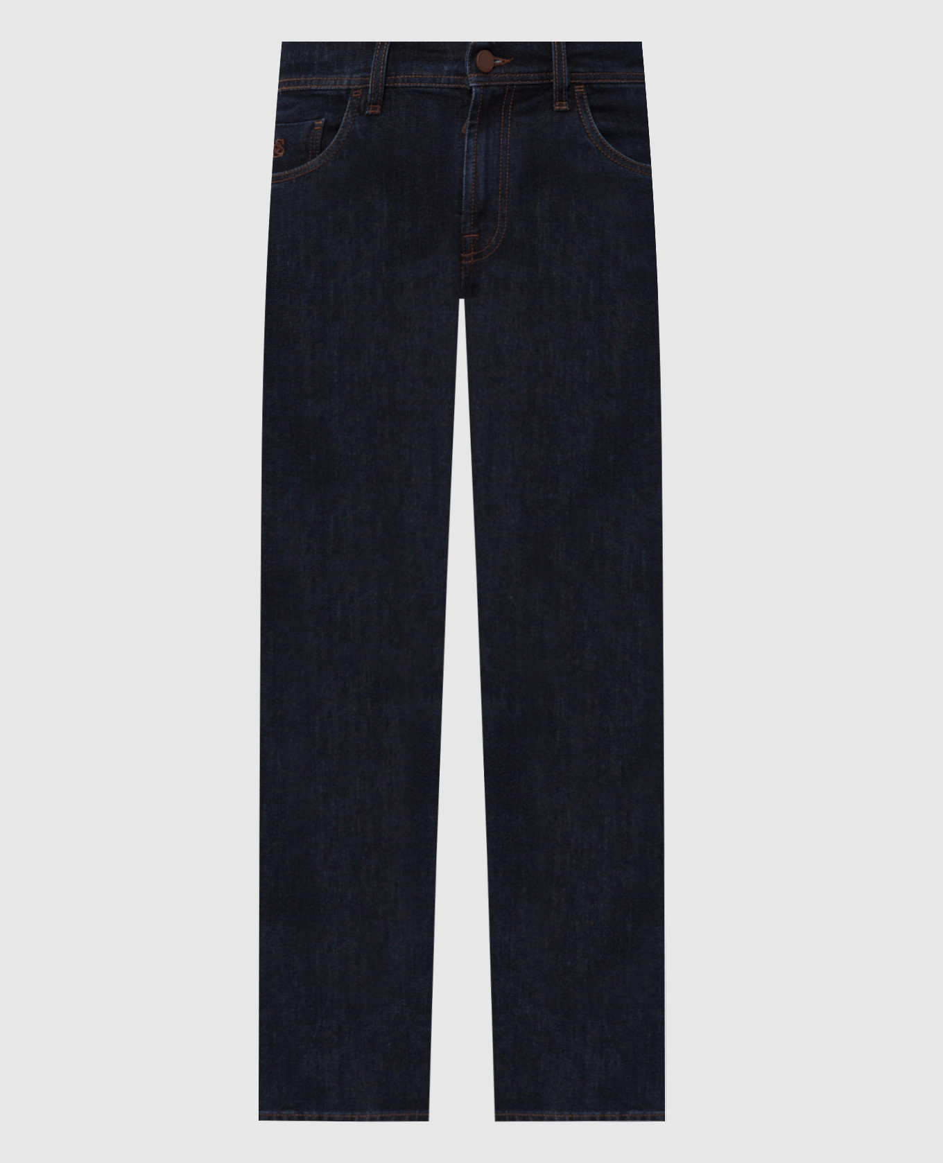 Blue jeans with logo patch Scissor Scriptor