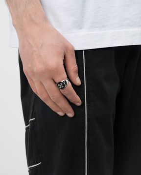 Off-White Silver ring with textured Arrow emblem OMOC07KC99MET001