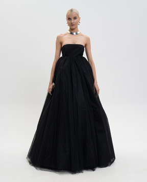 Off-White Black wool maxi dress with drape 2DB56VS26FAB001