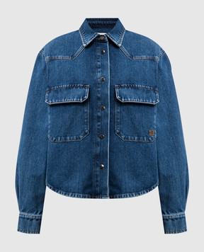 Solotre Blue denim shirt with monogram embroidery M1AB0141