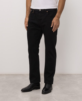 Saint Laurent Black jeans with leather patch 854129Y07YD