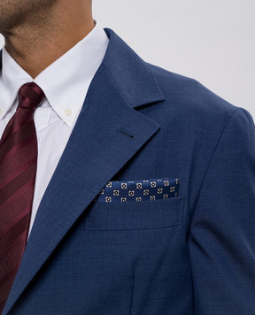 Brunello Cucinelli Blue silk scarf with geometric pattern MX8710091