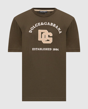 Dolce&Gabbana Khaki T-shirt with embroidered logo G8RN8ZG7PPA