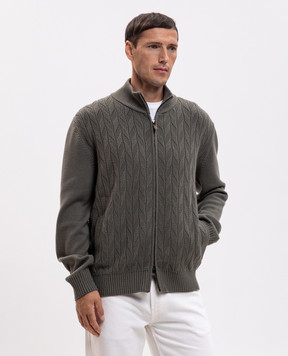 Canali Green patterned wool cardigan MK02550C1221
