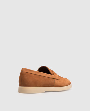 Stefano Ricci Brown nubuck loafers with textured logo UC62G2451SNS