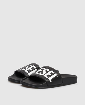 Diesel Children's black sliders with embossed logo BC1084KF0193640