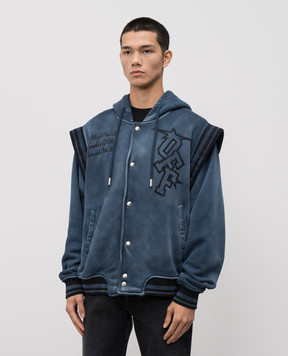 Off-White Blue sports jacket with logo 44MEK003F5F002