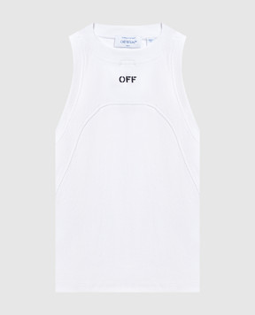 Off-White White ribbed top with logo 2AD236C99JER001