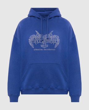 Vetements Blue printed hoodie MH27HD199BL