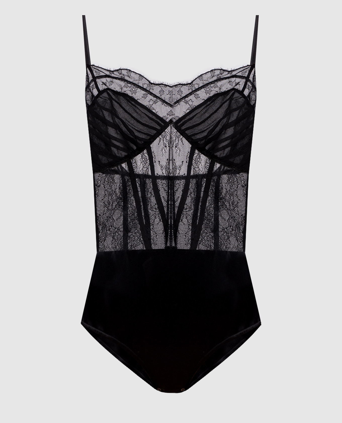 

Black silk bodysuit with lace Simkhai