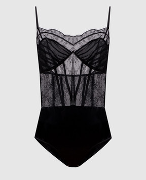 Simkhai Black silk bodysuit with lace 2268020LE
