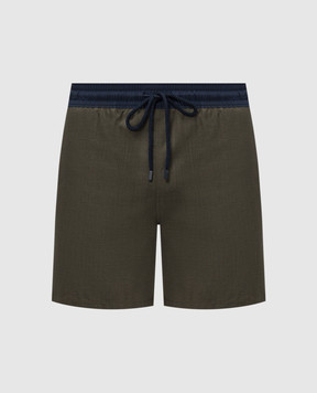 Vilebrequin Super 120's Khaki Merino Wool Swim Shorts MGUU3L49