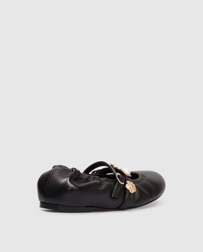 Stuart Weitzman Black leather ballet flats Socharming Mary SN124