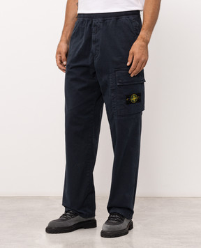 Stone Island Blue pants with logo patch L2S153100036S00L1